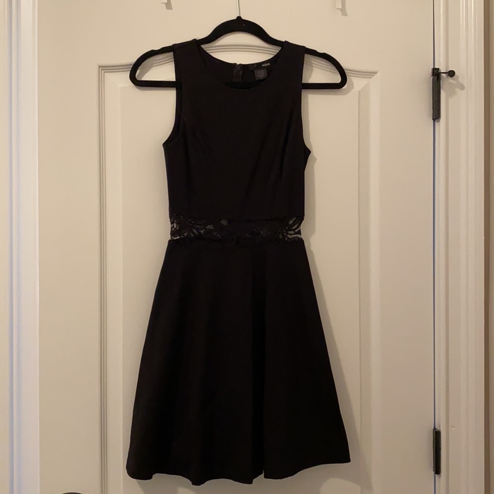 Aqua black dress with lace cut out